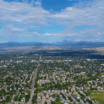 Aerial view showing the proximity between Boulder and Longmont